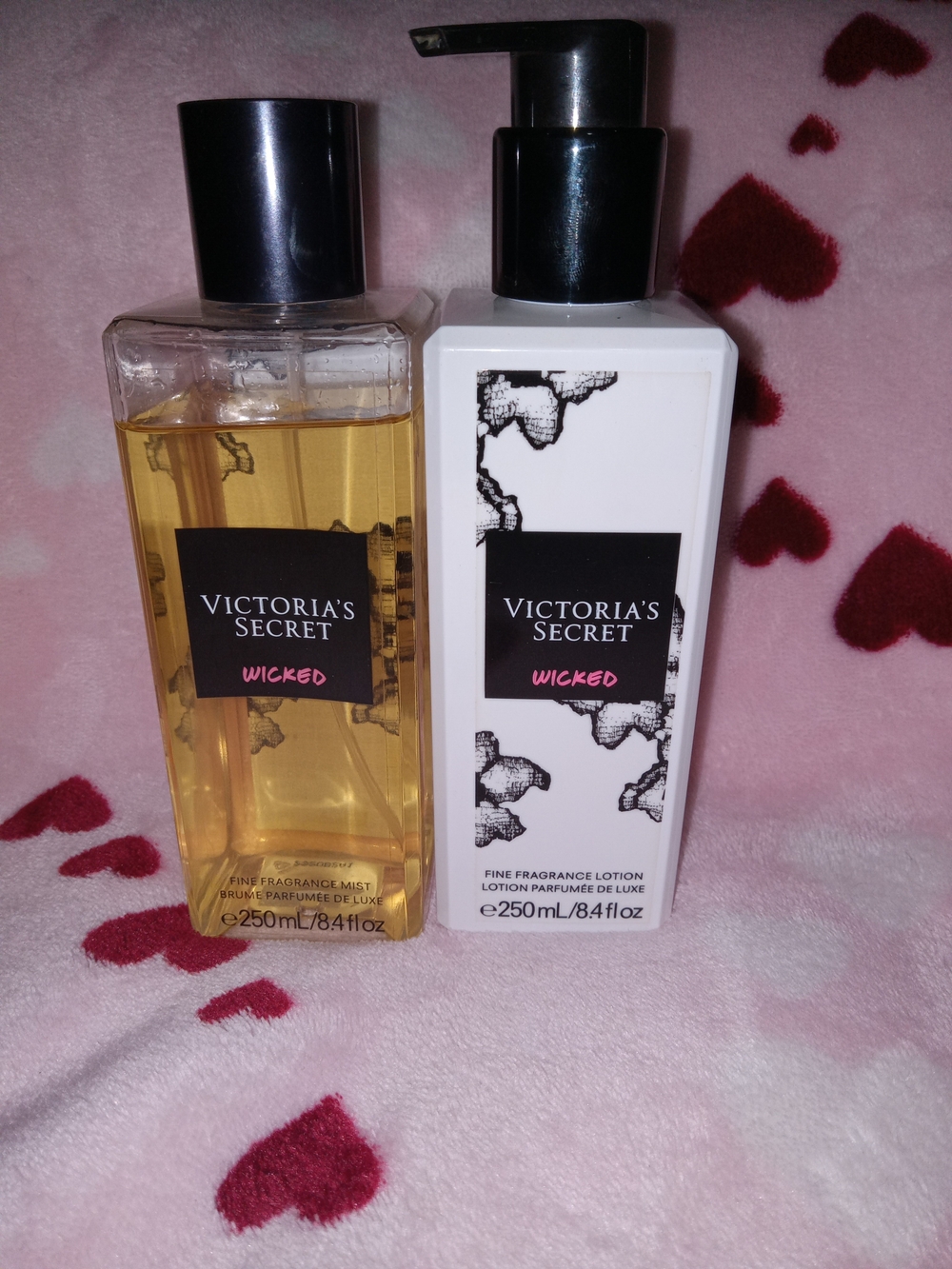 Victoria's Secret Wicked Fragrance Mist & Lotion Set - Black, White & Amber
